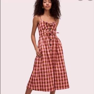 Kate Spade GINGHAM SPADE TIE-FRONT DRESS - B